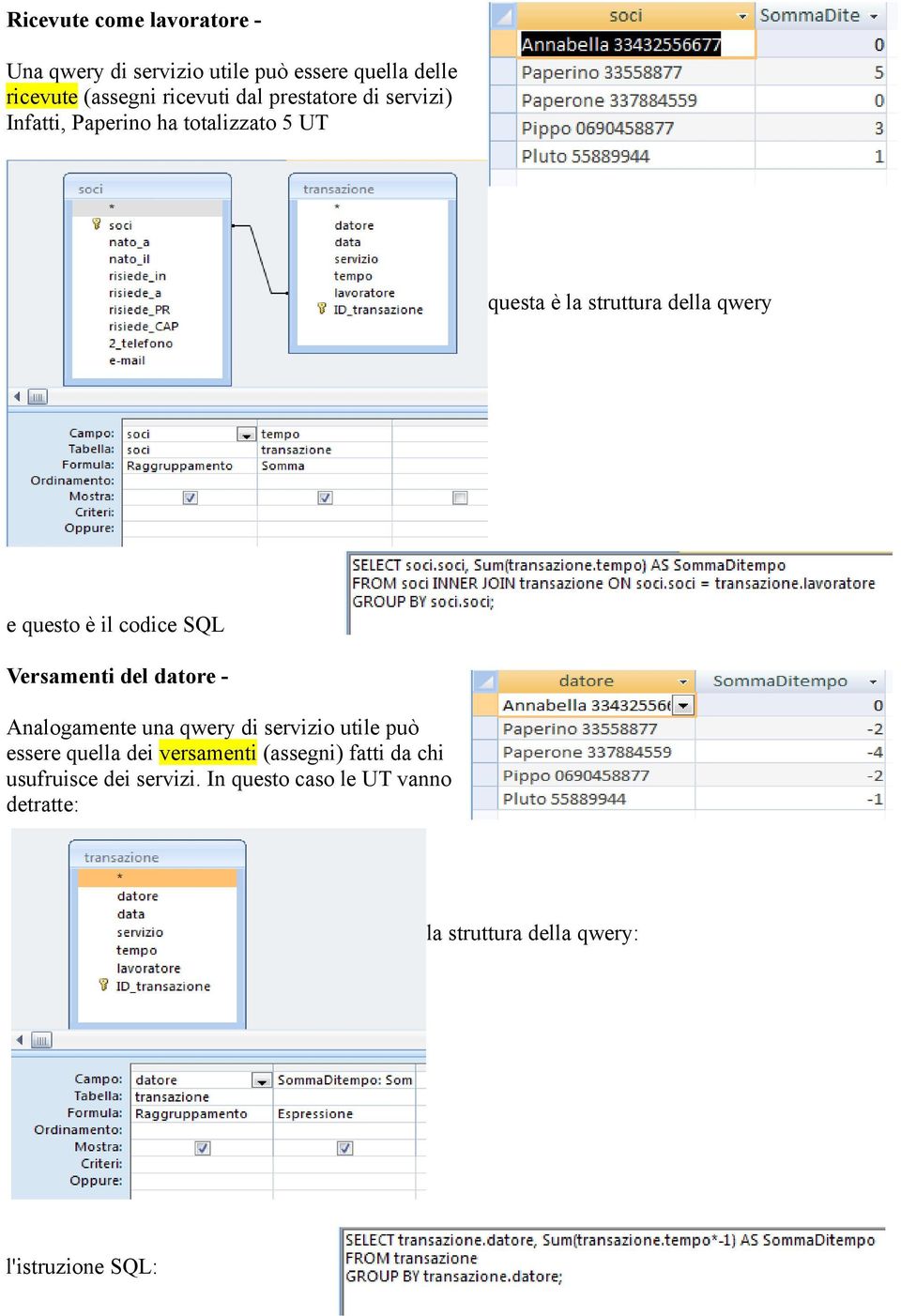 codice SQL Versamenti del datore - Analogamente una qwery di servizio utile può essere quella dei versamenti