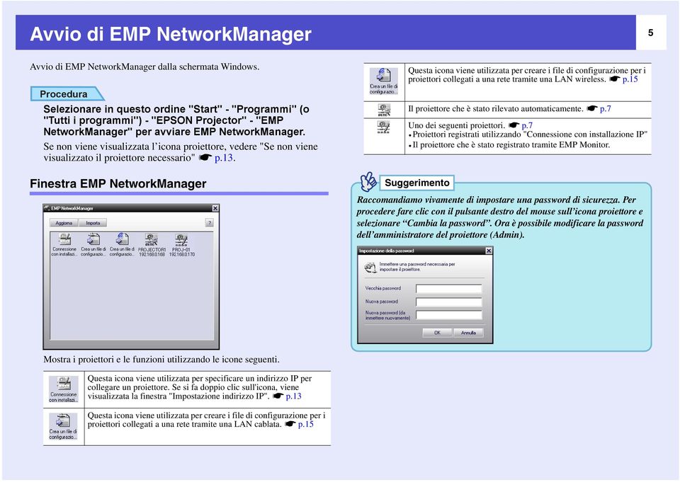 Se non viene visualizzata l icona proiettore, vedere "Se non viene visualizzato il proiettore necessario" sp.13.