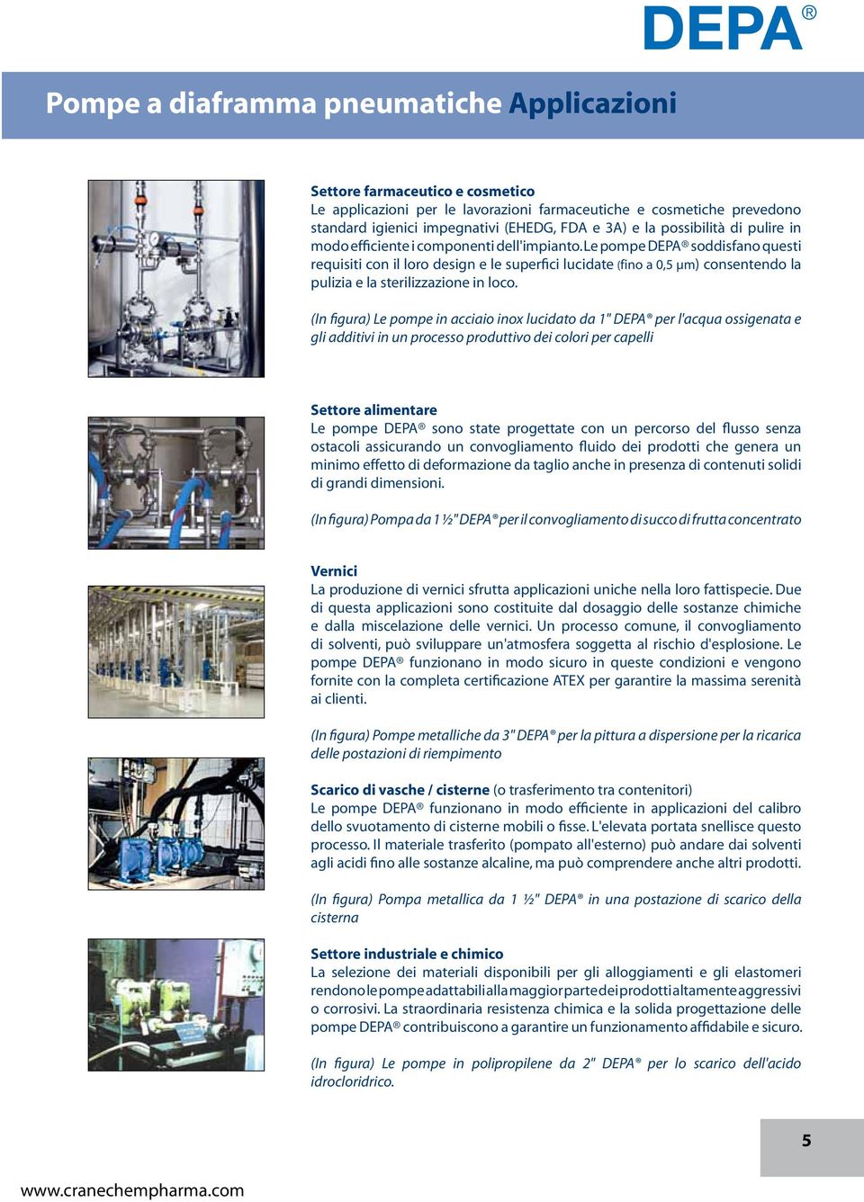 Le pompe DEPA soddisfano questi requisiti con il loro design e le superfici lucidate (fino a 0,5 μm) consentendo la pulizia e la sterilizzazione in loco.