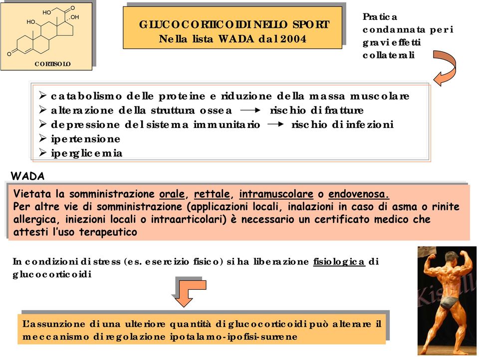 Per altre vie di somministrazione (applicazioni locali, inalazioni in caso di asma o rinite allergica, iniezioni locali o intraarticolari) è necessario un certificato medico che attesti l uso