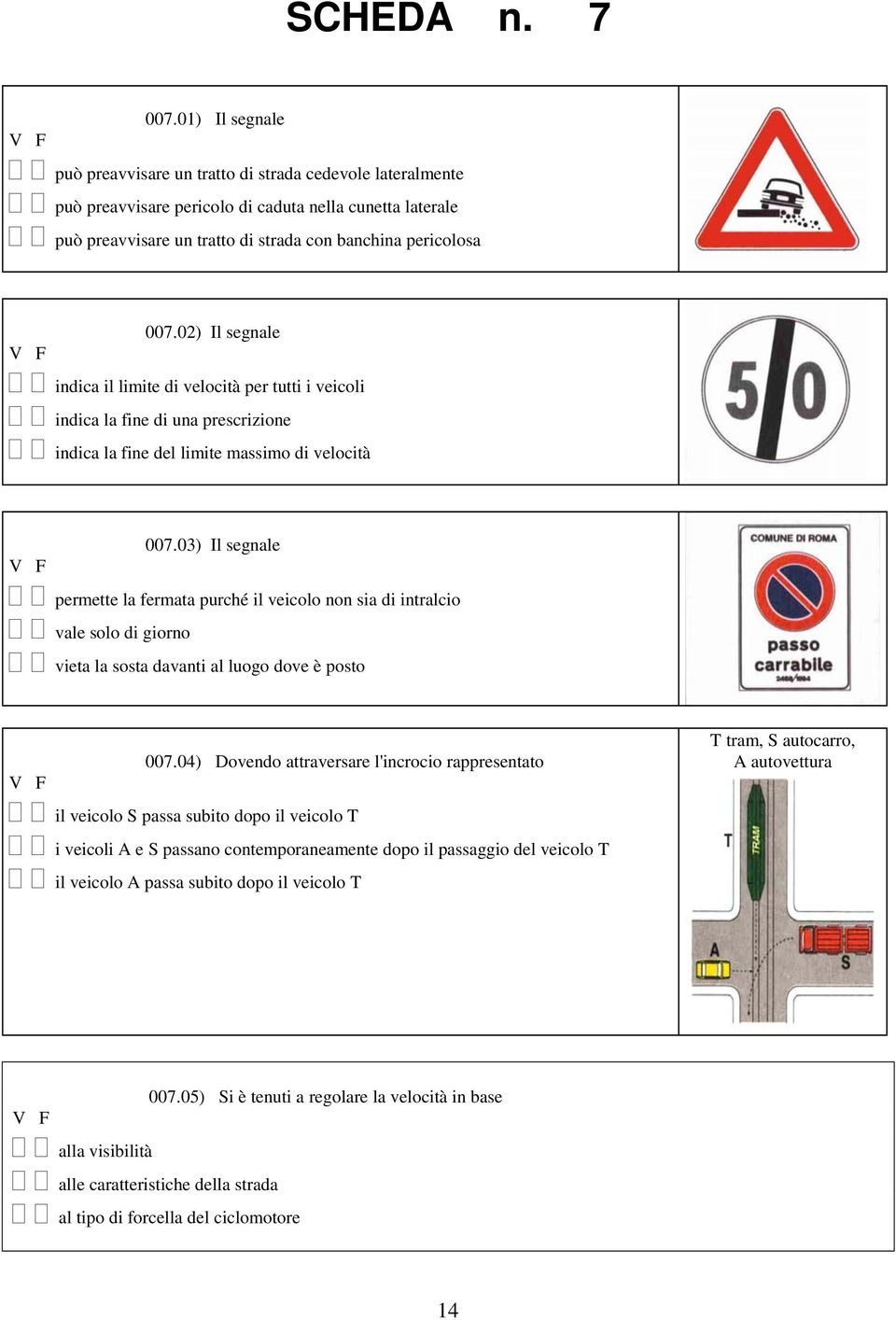 02) Il segnale indica il limite di velocità per tutti i veicoli indica la fine di una prescrizione indica la fine del limite massimo di velocità 007.