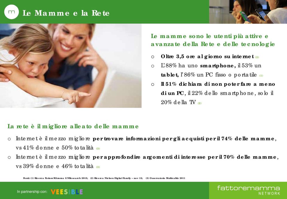 Internet è il mezzo migliore per trovare informazioni per gli acquisti per il 74% delle mamme, vs 41% donne e 50% totalità (3) Internet è il mezzo migliore per approfondire argomenti di