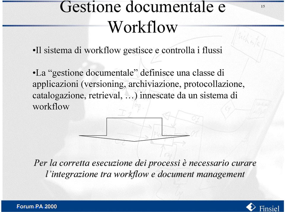 protocollazione, catalogazione, retrieval, ) innescate da un sistema di workflow Per la