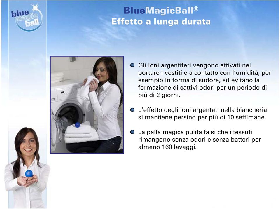 di 2 giorni. L effetto degli ioni argentati nella biancheria si mantiene persino per più di 10 settimane.