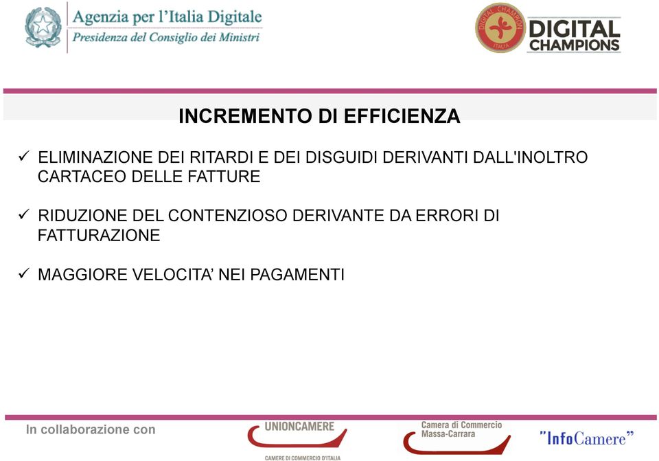 FATTURE ü RIDUZIONE DEL CONTENZIOSO DERIVANTE DA