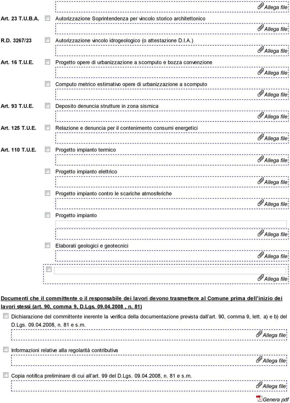 Deposito denuncia strutture in zona sismica Art. 125 T.U.E.