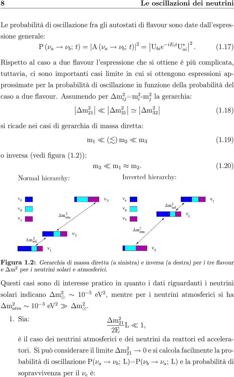 oscillazione in funzione della probabilità del caso a due flavour. Assumendo per m 2 ij=m 2 i -m 2 j la gerarchia: m 2 21 m 2 31 m 2 32 (1.