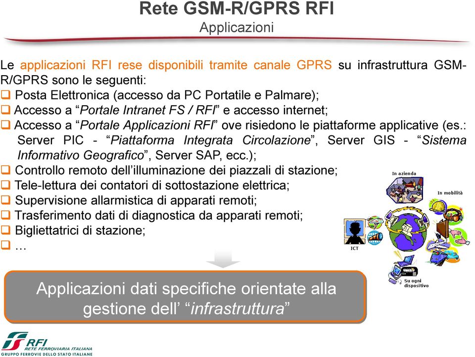 : Server PIC - Piattaforma Integrata Circolazione, Server GIS - Sistema Informativo Geografico, Server SAP, ecc.