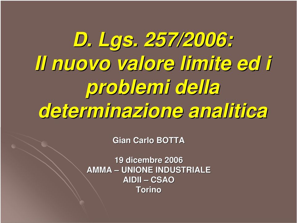 problemi della determinazione analitica