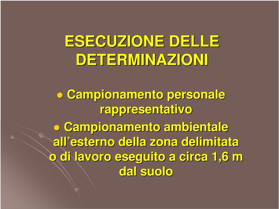 Campionamento ambientale all esterno della