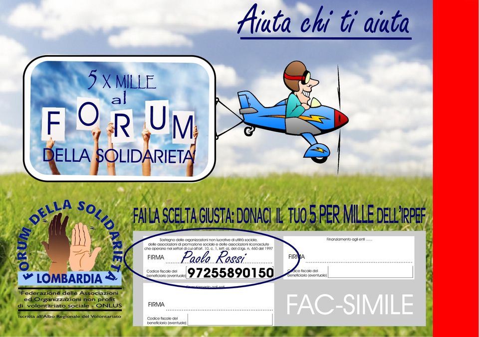 delle associazioni riconosciute che operano nei settori di cui all art. 10, c. 1, lett. a), del d.lgs. n. 460 del 1997 Paolo Rossi FIRMA.