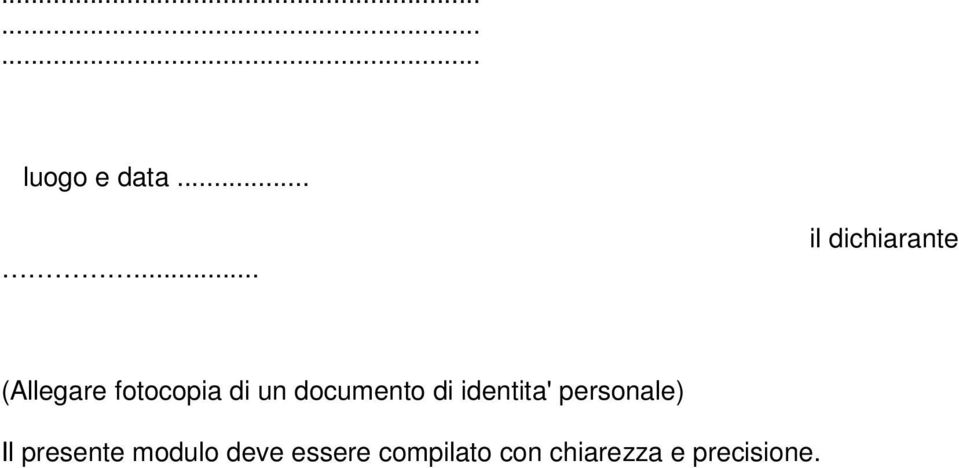 di un documento di identita' personale) Il