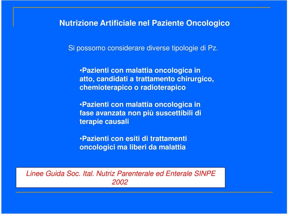 radioterapico Pazienti con malattia oncologica in fase avanzata non più suscettibili di terapie causali