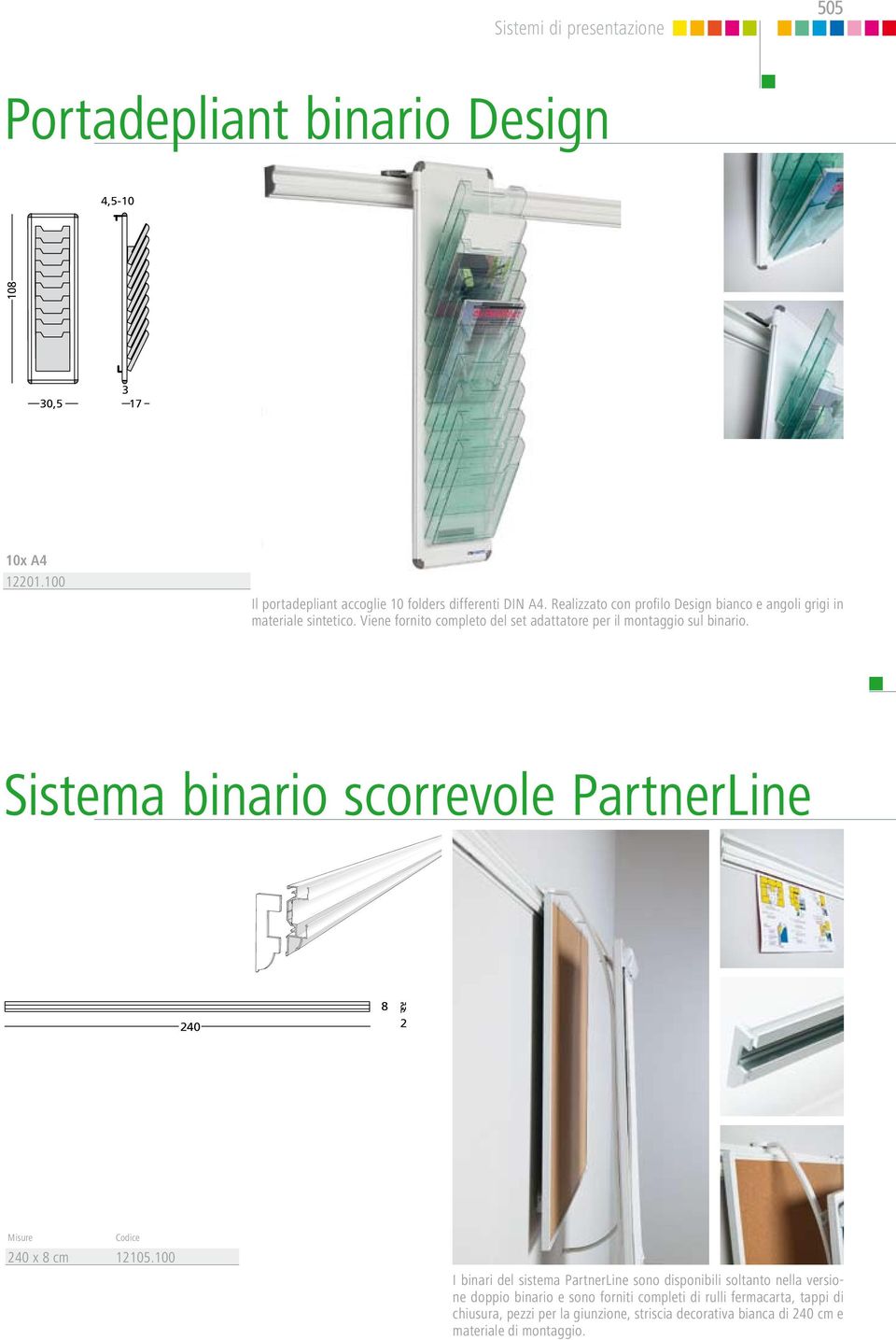 Viene fornito completo del set adattatore per il montaggio sul binario. Sistema binario scorrevole PartnerLine 240 2 8 240 x 8 cm 125.