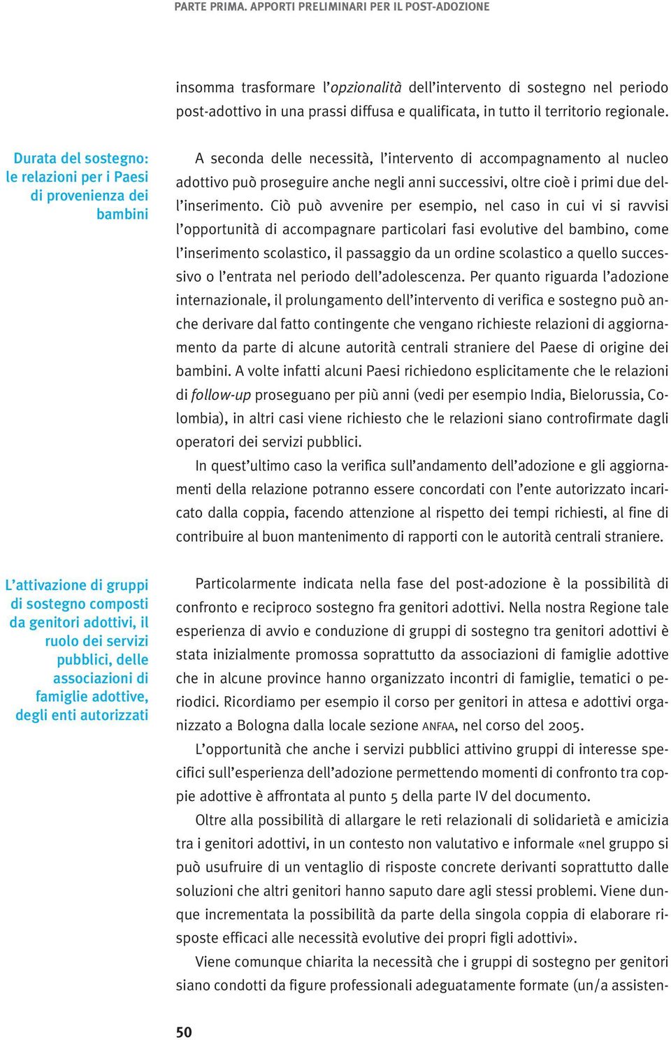 Durata del sostegno: le relazioni per i Paesi di provenienza dei bambini A seconda delle necessità, l intervento di accompagnamento al nucleo adottivo può proseguire anche negli anni successivi,