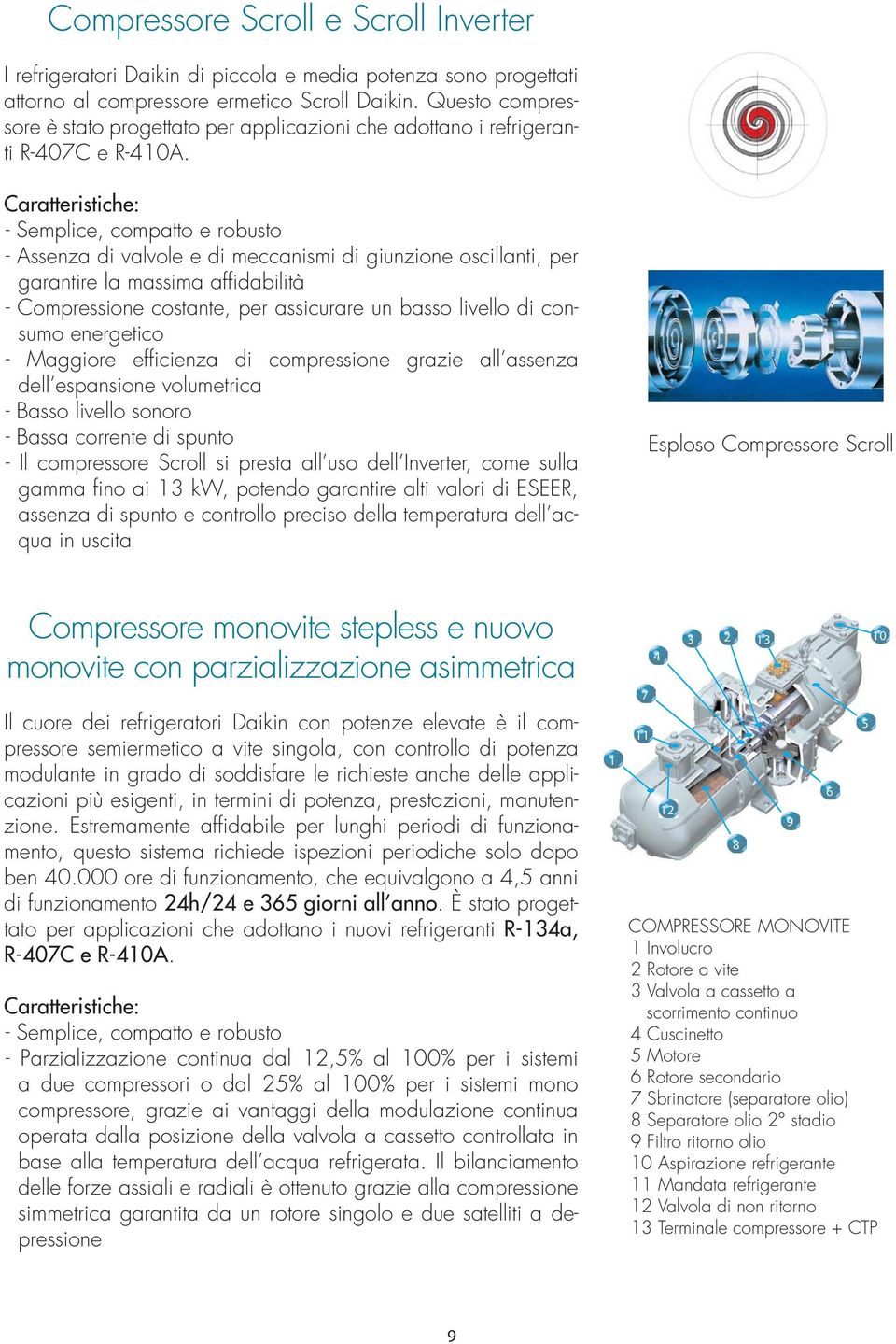 Caratteristiche: - Semplice, compatto e robusto - Assenza di valvole e di meccanismi di giunzione oscillanti, per garantire la massima affidabilità - Compressione costante, per assicurare un basso