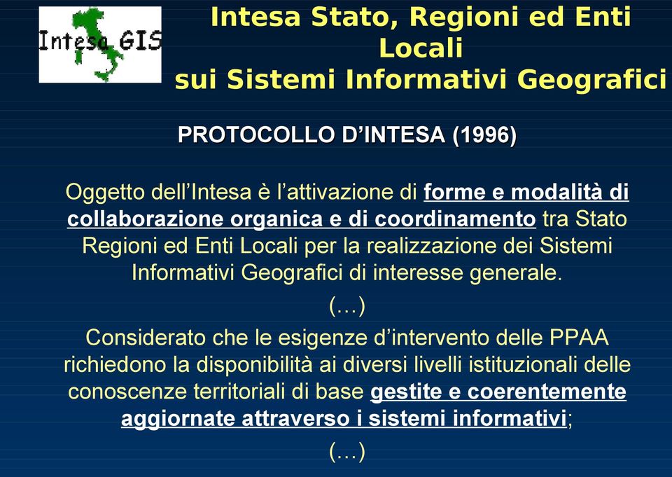 Informativi Geografici di interesse generale.