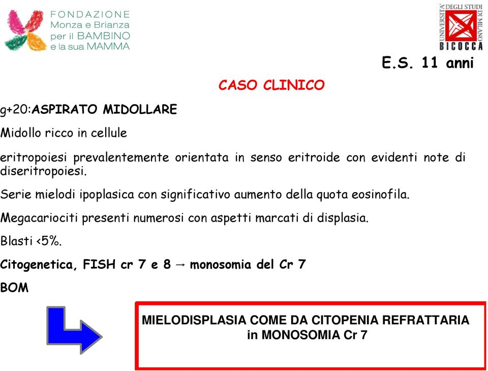 Serie mielodi ipoplasica con significativo aumento della quota eosinofila.