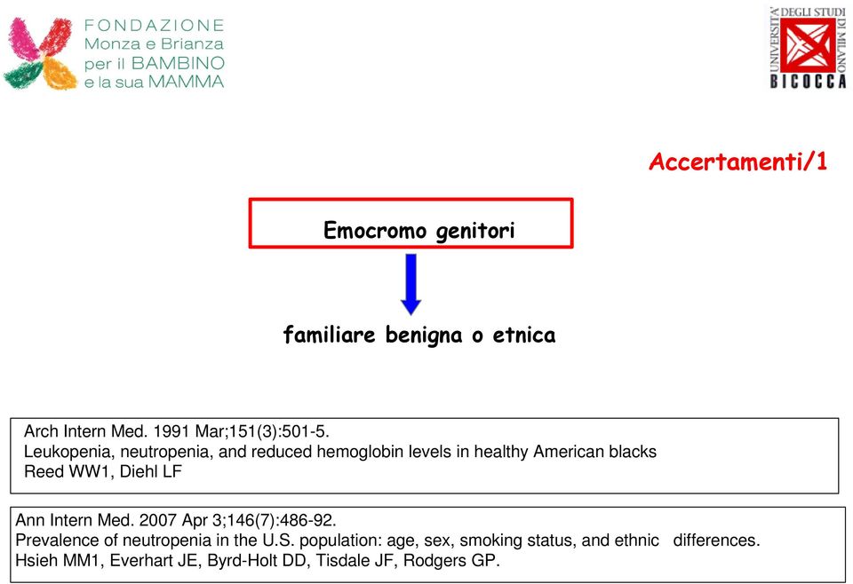 Ann Intern Med. 2007 Apr 3;146(7):486-92. Prevalence of neutropenia in the U.S.