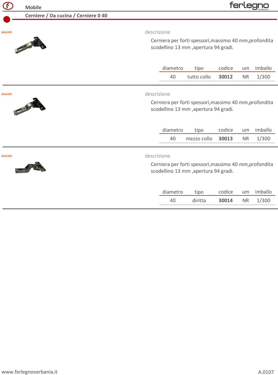 40 tutto collo 30012 NR 1/300 Cerniera per forti spessori,massimo 40 mm,profondita scodellino 13  40 mezzo