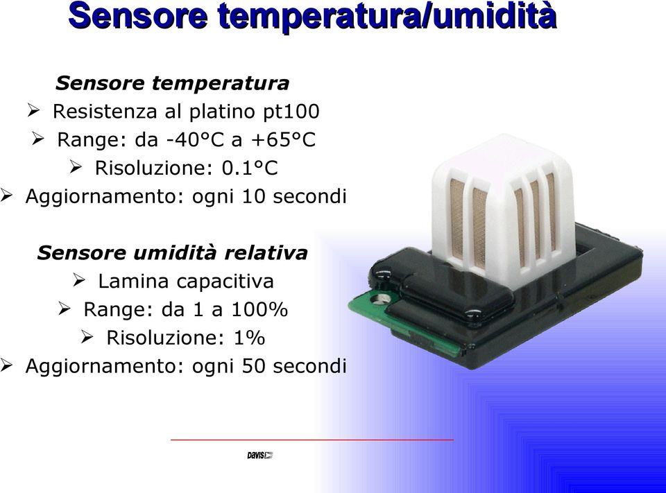 1 C Aggiornamento: ogni 10 secondi Sensore umidità relativa