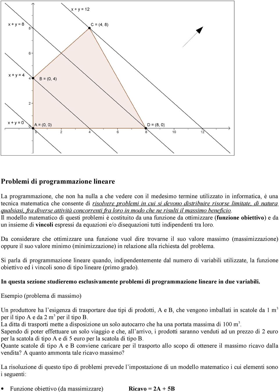 Il modello matematico di questi problemi è costituito da una funzione da ottimizzare (funzione obiettivo) e da un insieme di vincoli espressi da equazioni e/o disequazioni tutti indipendenti tra loro.