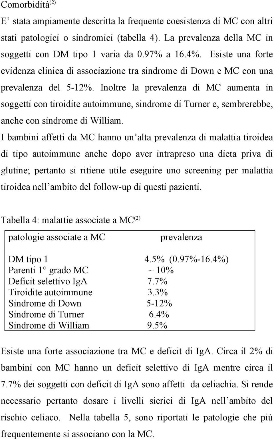 Inoltre la prevalenza di MC aumenta in soggetti con tiroidite autoimmune, sindrome di Turner e, sembrerebbe, anche con sindrome di William.