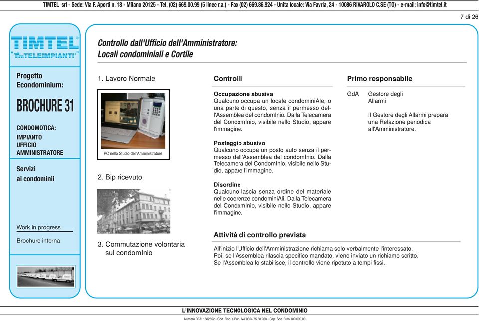 Dalla Telecamera del CondomInio, visibile nello Studio, appare l'immagine. Disordine Qualcuno lascia senza ordine del materiale nelle coerenze condominiali.