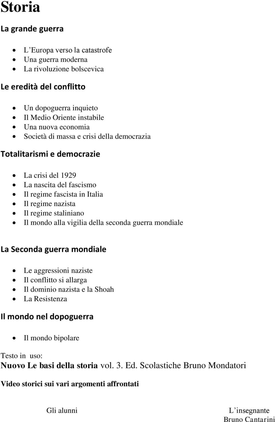 staliniano Il mondo alla vigilia della seconda guerra mondiale La Seconda guerra mondiale Le aggressioni naziste Il conflitto si allarga Il dominio nazista e la Shoah La Resistenza Il