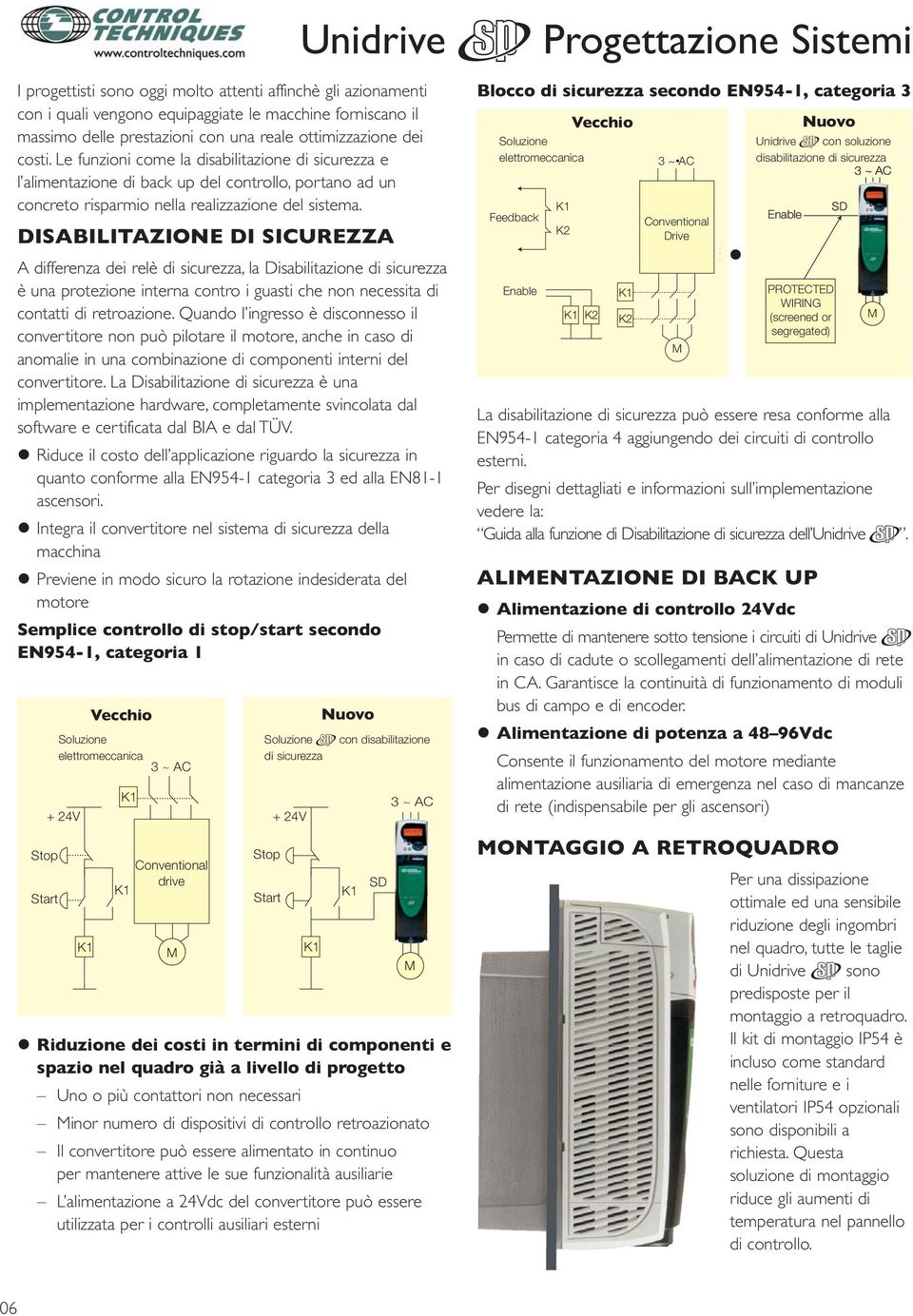 DISABILITAZIONE DI SICUREZZA A differenza dei relè di sicurezza, la Disabilitazione di sicurezza è una protezione interna contro i guasti che non necessita di contatti di retroazione.