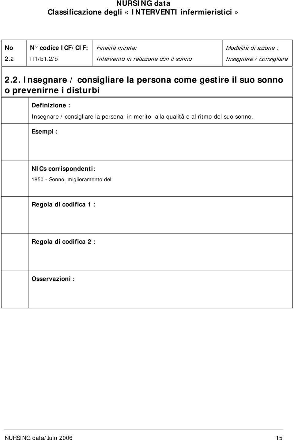 Insegnare / consigliare la persona come gestire il suo sonno o prevenirne i