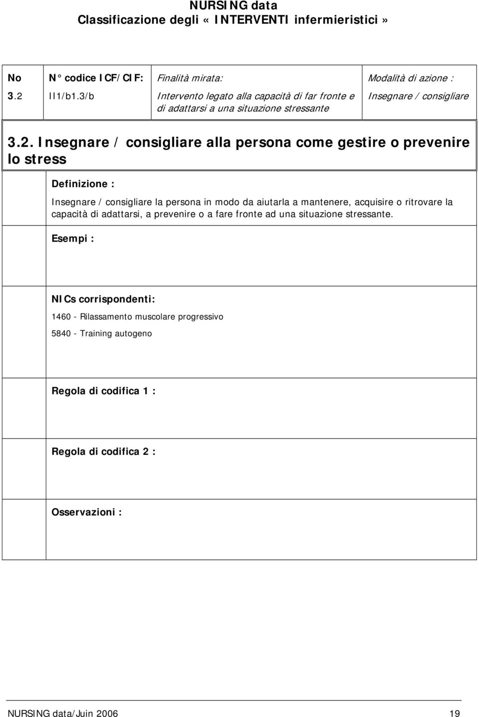 3.2. Insegnare / consigliare alla persona come gestire o prevenire lo stress Insegnare / consigliare la persona in