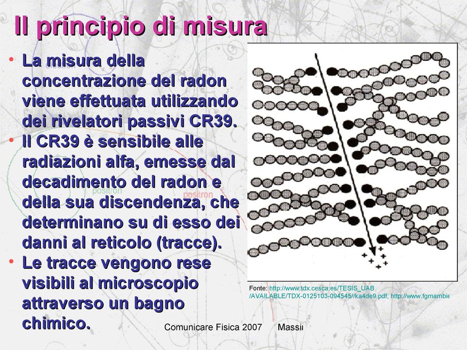 determinano su di esso dei danni al reticolo (tracce).