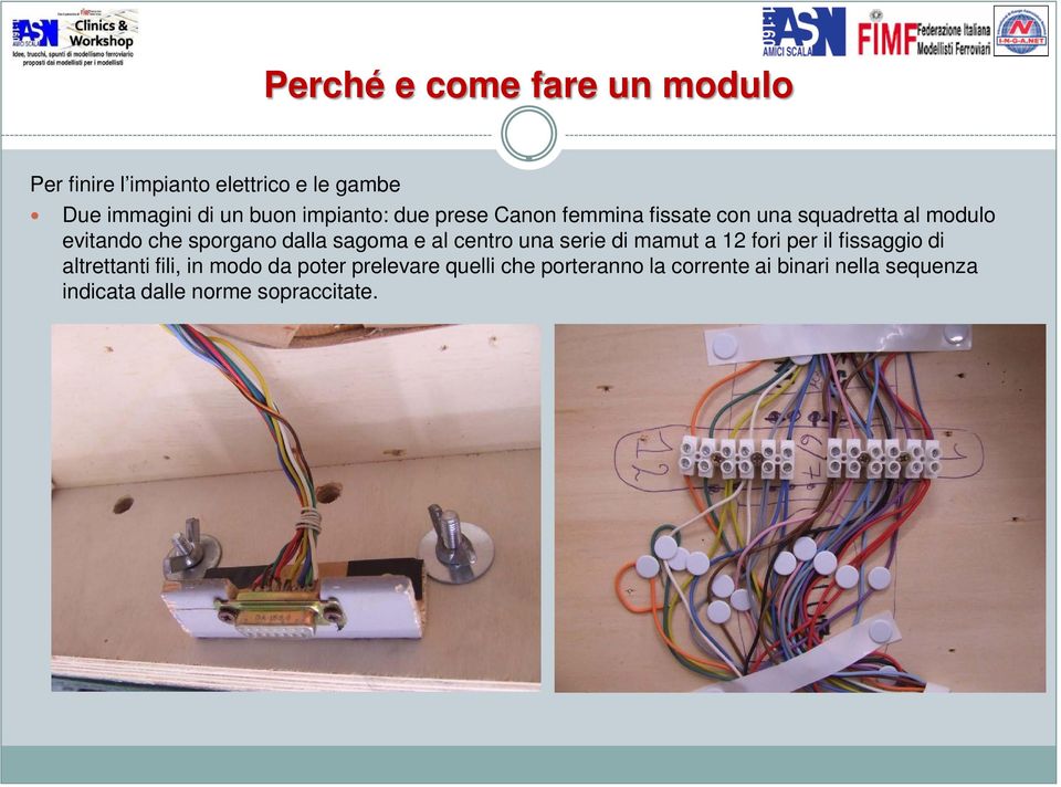 una serie di mamut a 12 fori per il fissaggio di altrettanti fili, in modo da poter