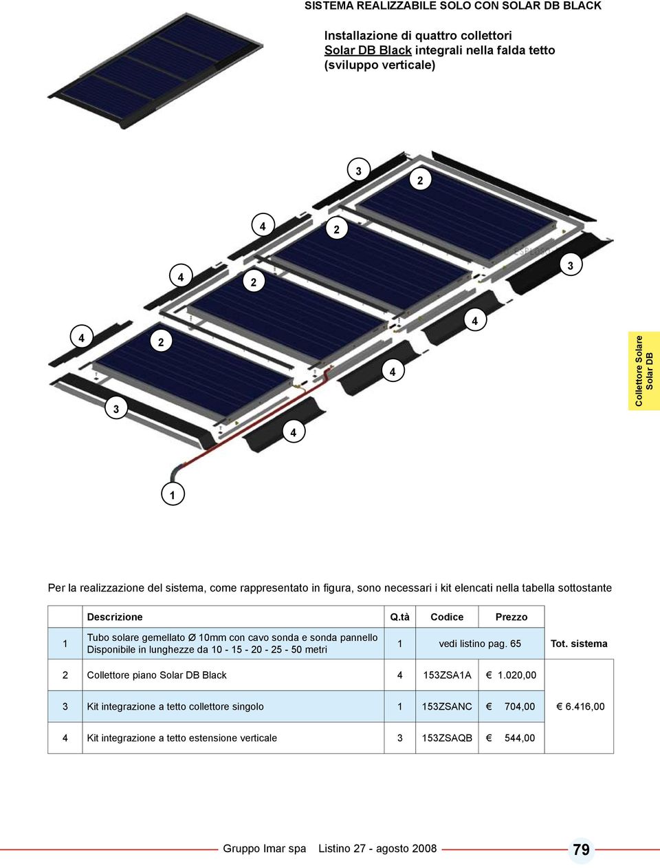 vedi listino pag. 6 Tot. sistema Collettore piano Solar DB Black ZSAA.