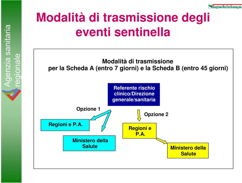 Referente rischio clinico/direzione generale/sanitaria Opzione 2 Regioni e P.A.