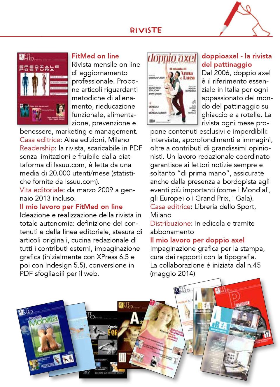 Casa editrice: Alea edizioni, Milano Readership: la rivista, scaricabile in PDF senza limitazioni e fruibile dalla piattaforma di Issuu.com, è letta da una media di 20.