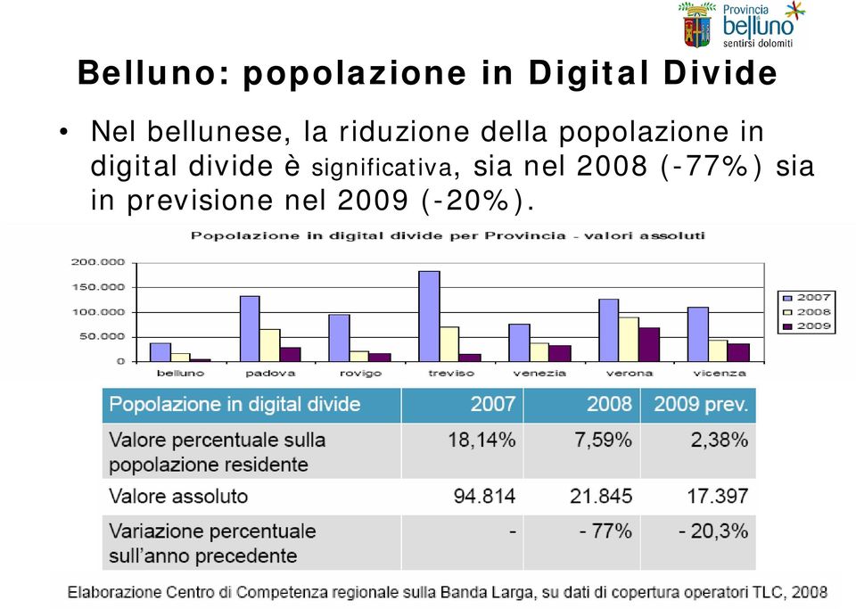 in digital divide è significativa, sia nel