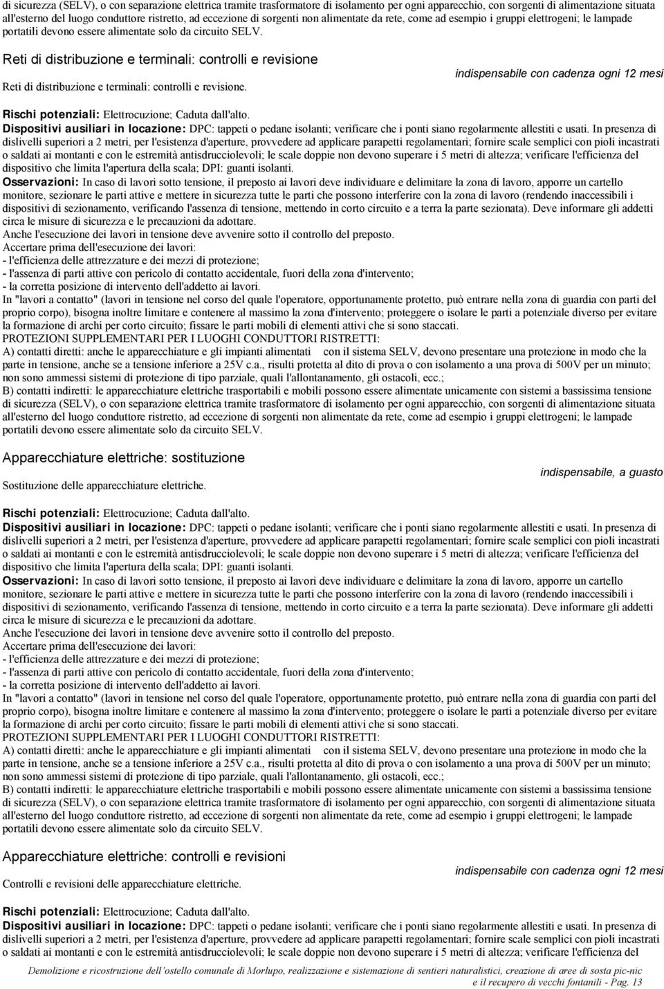 Reti di distribuzione e terminali: controlli e revisione Reti di distribuzione e terminali: controlli e revisione. Rischi potenziali: Elettrocuzione; Caduta dall'alto.