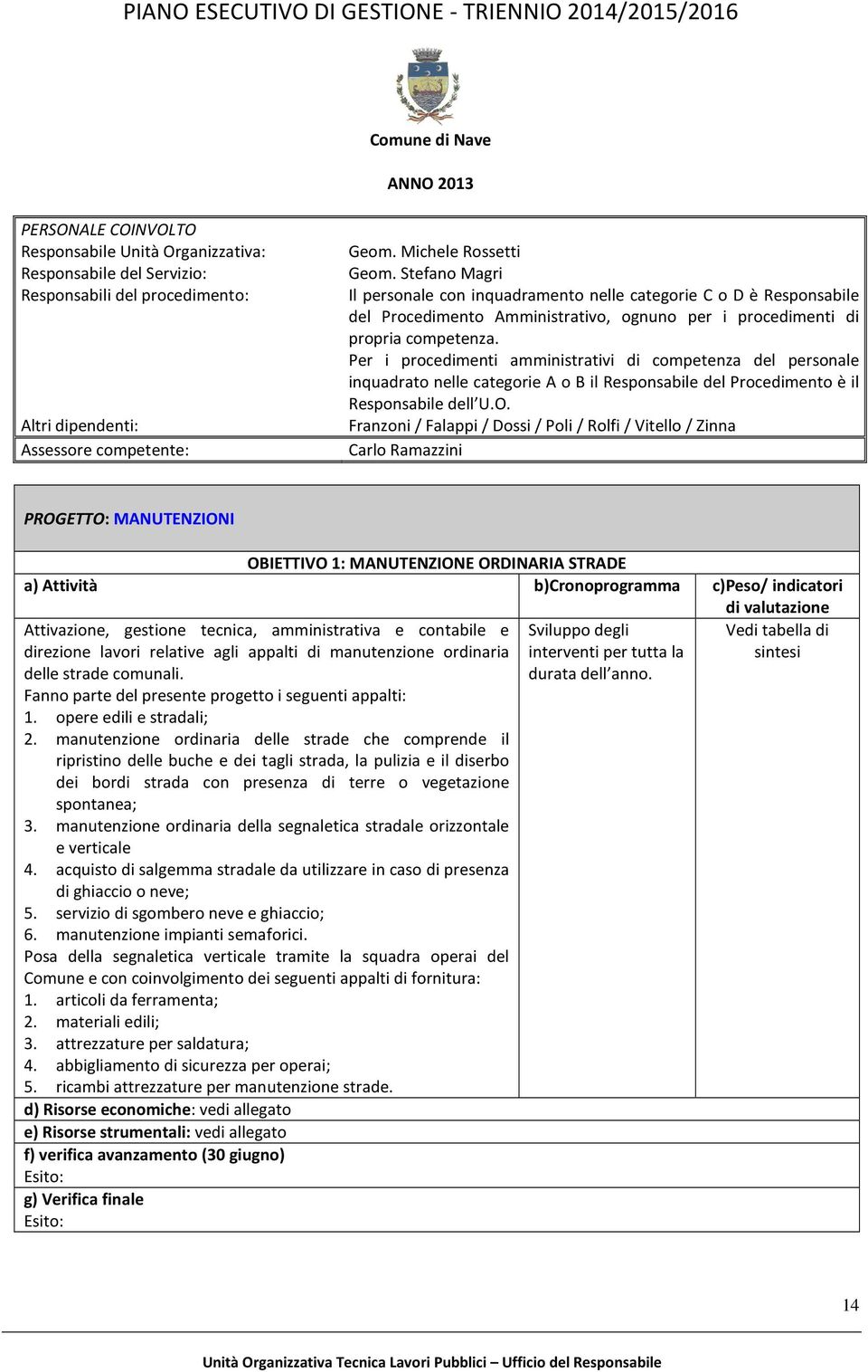 Per i procedimenti amministrativi di competenza del personale inquadrato nelle categorie A o B il Responsabile del Procedimento è il Responsabile dell U.O.