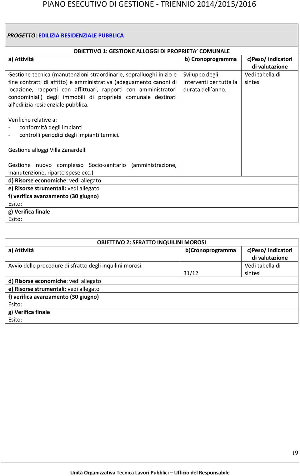 comunale destinati all edilizia residenziale pubblica. Verifiche relative a: - conformità degli impianti - controlli periodici degli impianti termici.