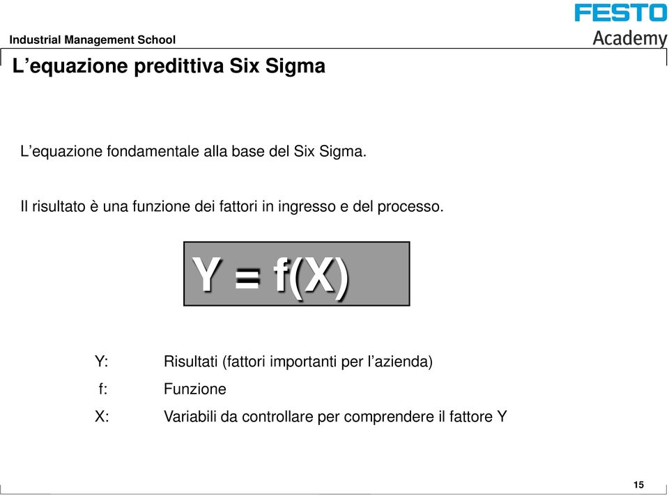 Il risultato è una funzione dei fattori in ingresso e del processo.