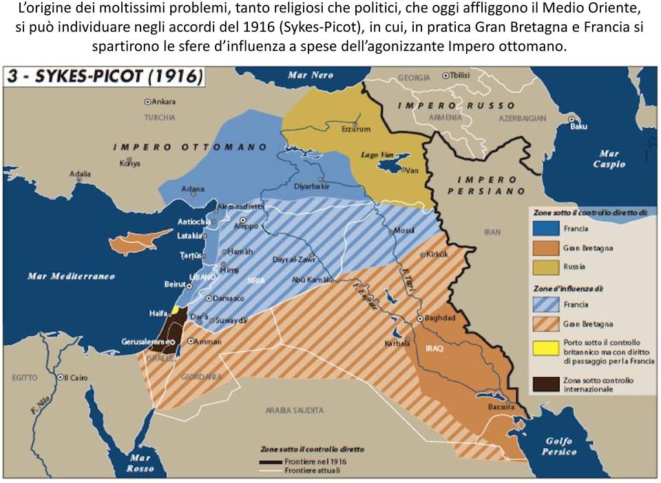 del 1916 (Sykes-Picot), in cui, in pratica Gran Bretagna e Francia si