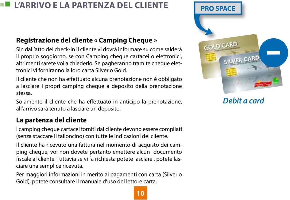 Il cliente che non ha effettuato alcuna prenotazione non è obbligato a lasciare i propri camping cheque a deposito della prenotazione stessa.