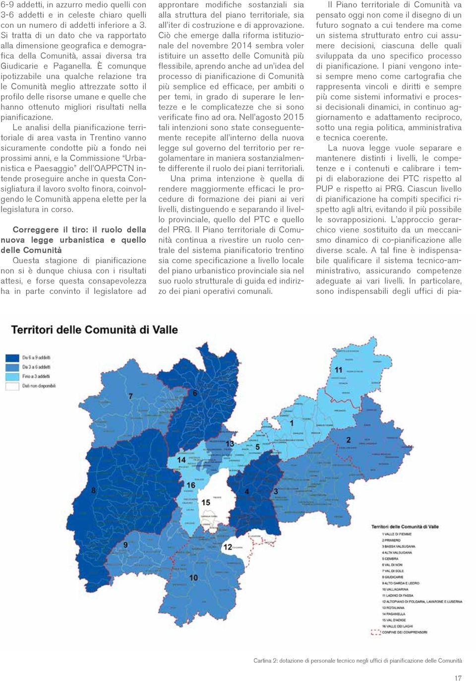 È comunque ipotizzabile una qualche relazione tra le Comunità meglio attrezzate sotto il profilo delle risorse umane e quelle che hanno ottenuto migliori risultati nella pianificazione.