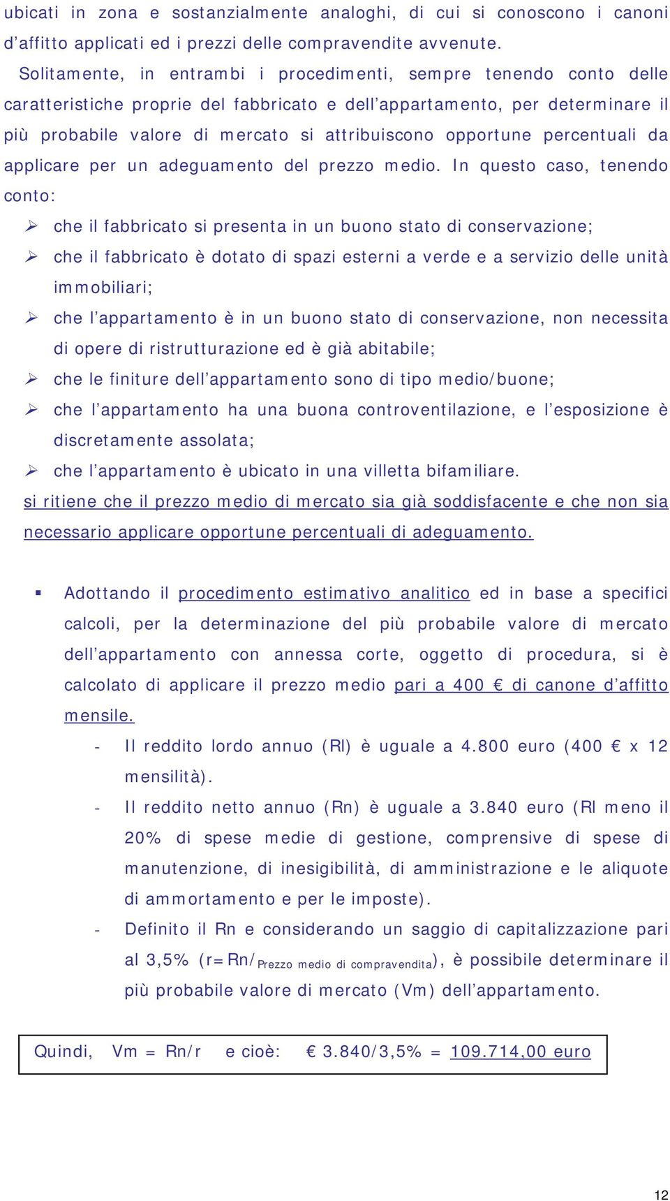 opportune percentuali da applicare per un adeguamento del prezzo medio.