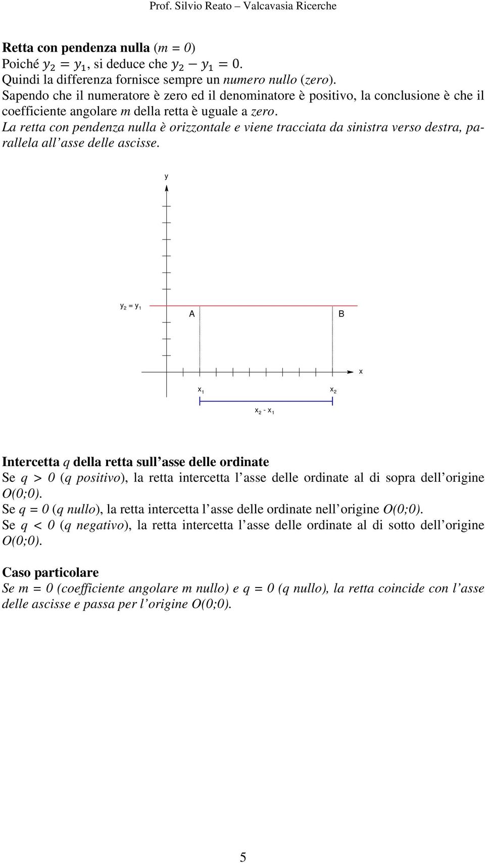 La retta con pendenza nulla è orizzontale e viene tracciata da sinistra verso destra, parallela all asse delle ascisse.