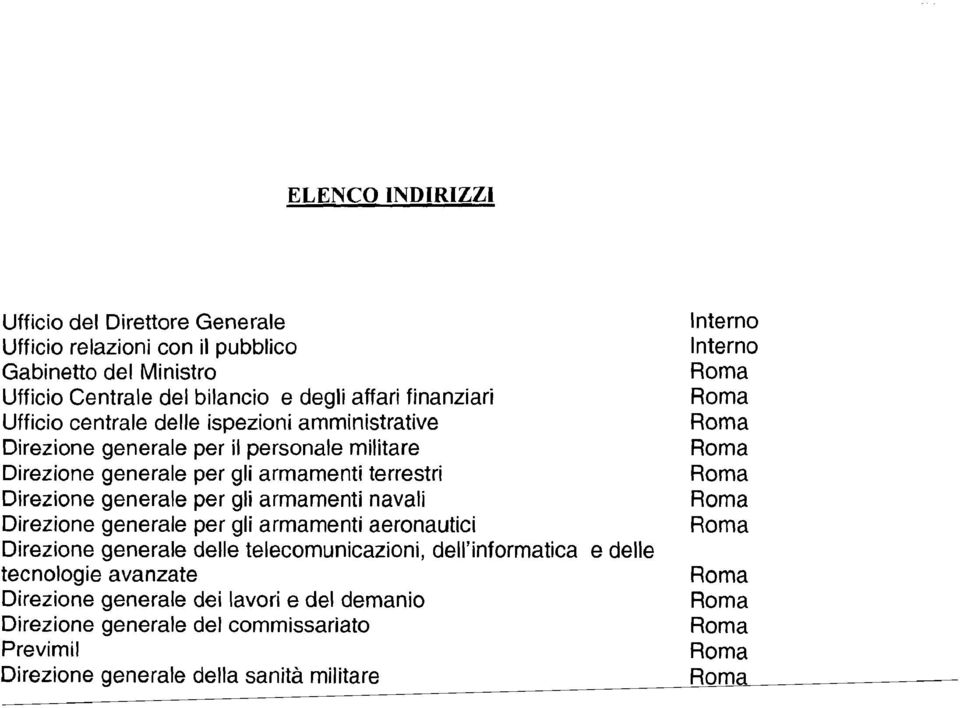 Direzione generale per gli armamenti navali Direzione generale per gli armamenti aeronautici Direzione generale delle telecomunicazioni, dell'informatica e