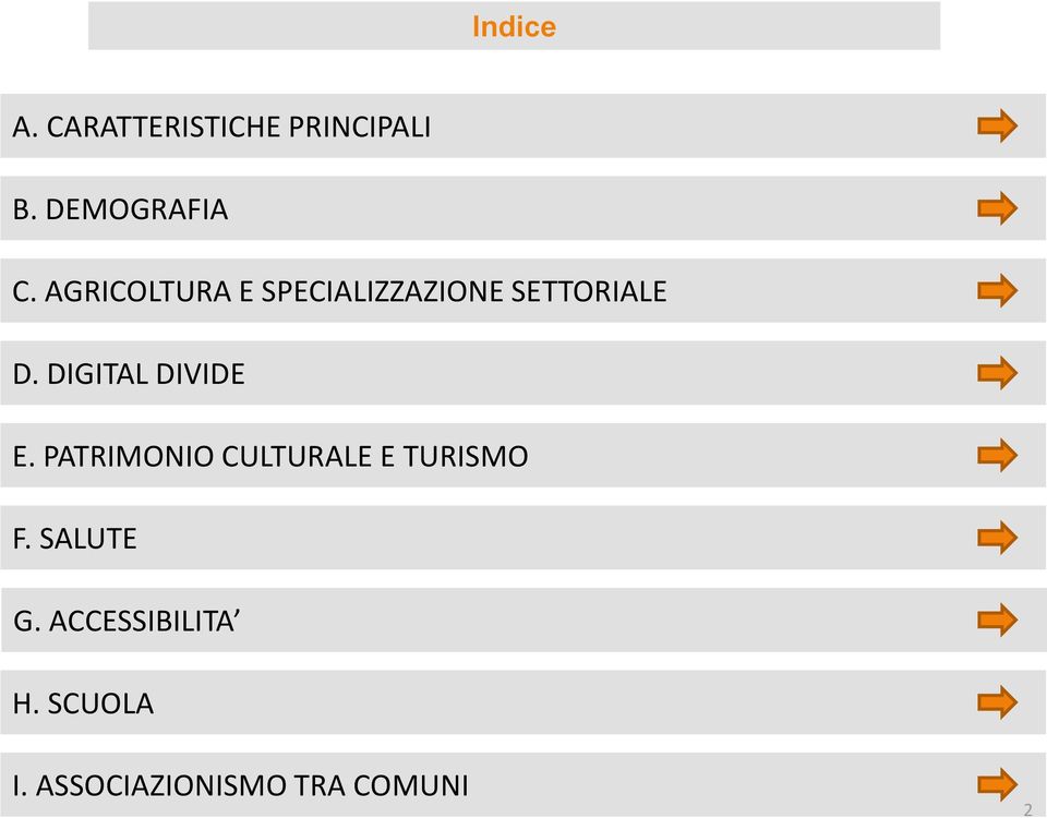 DIGITAL DIVIDE E. PATRIMONIO CULTURALE E TURISMO F.