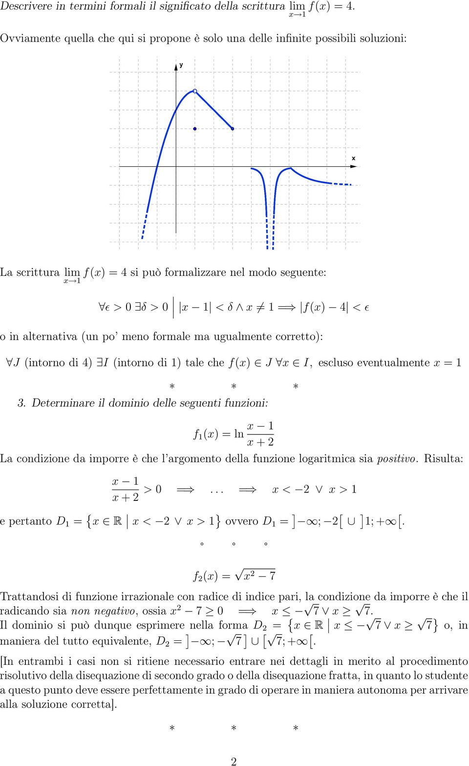 po meno formale ma ugualmente corretto): J (intorno di 4) I (intorno di ) tale che f(x) J x I, escluso eventualmente x = 3.